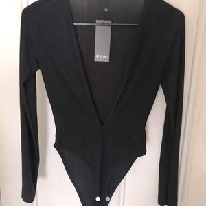 Nasty Gal lowcut bodysuit. NWT, size 0 - 4